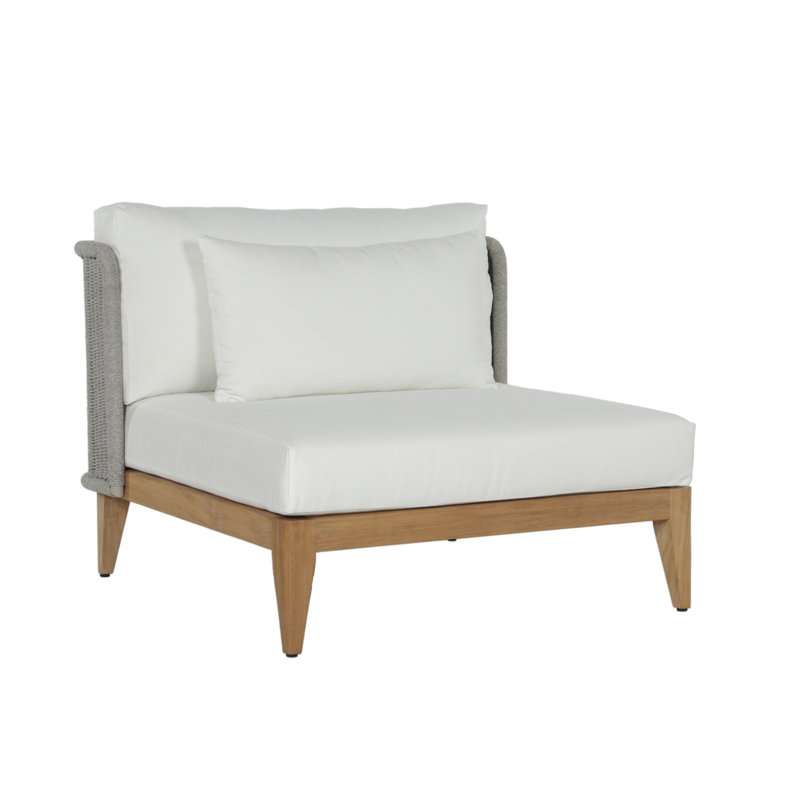 Ibiza Outdoor Teak Lounge Chair, Stinson White, Brown