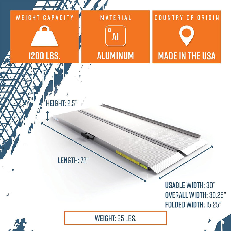 Rampe simple pliante, H 2,58 po x l 30,25 po x P 72,13 po
