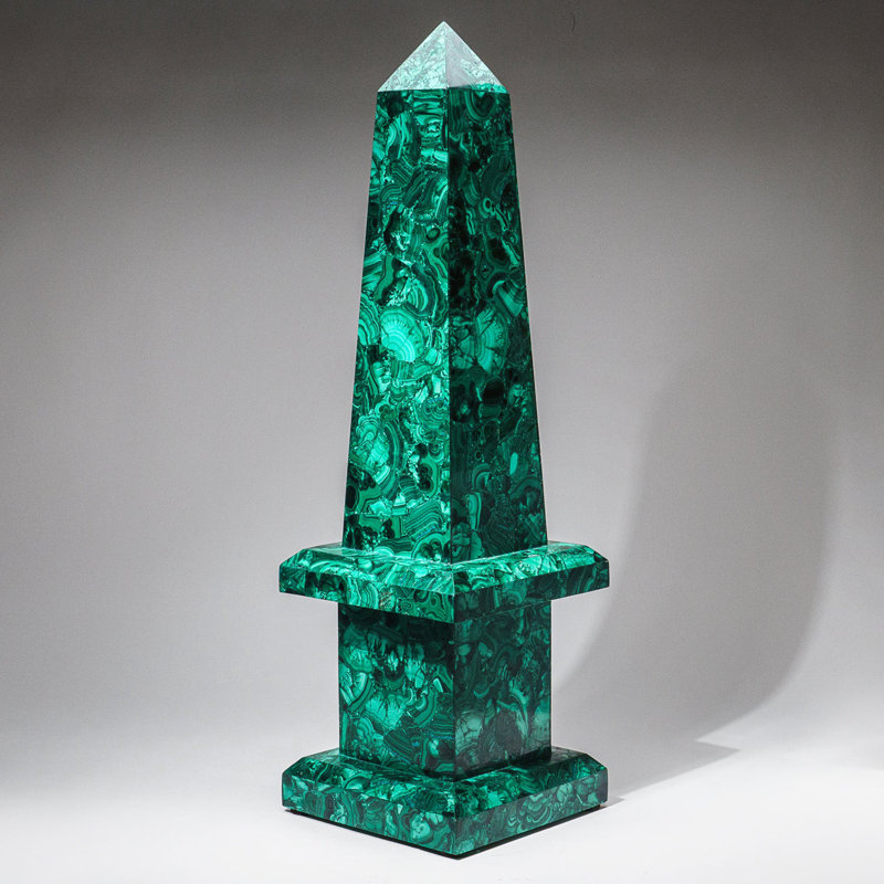Large Genuine Polished Malachite Obelisk (16.5 Lbs), Green/Black