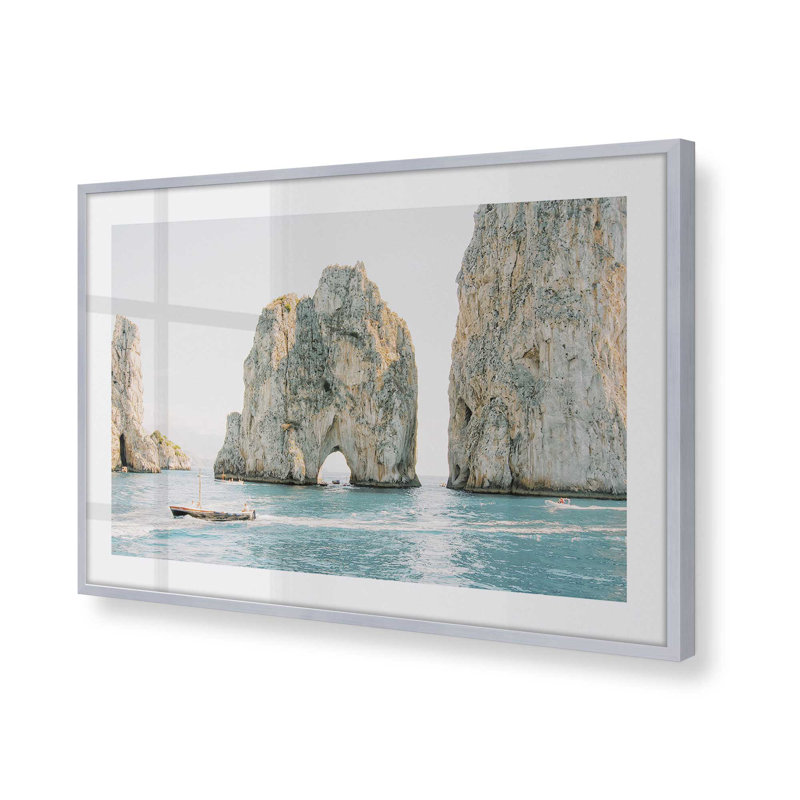 Imprimé océan arches, Cadre en chrome poli, H 25,25 po x l 37,25 po x P 1,25 po