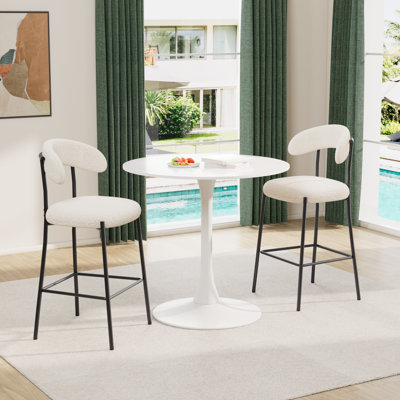Ensemble de table de bar, ensemble de table de salle à manger ronde avec 2 tabourets de bar