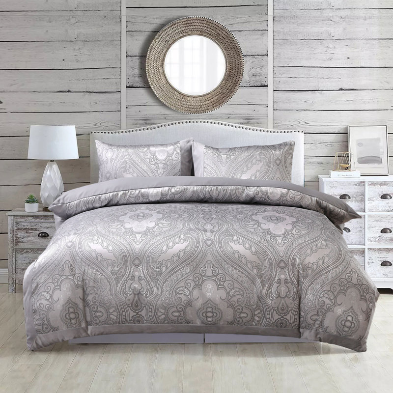 Shen Silver Microfibre 180 TC 3 Piece Duvet Cover Set