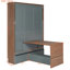 Lit escamotable double avec bureau pliable - Lit mural peu encombrant pour petits appartements et chambres d'amis - Noyer et gris-2056374615