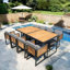 Ensemble de patio 18 pièces en bois d'acacia avec coussins - salle à manger pour 8 personnes-734745235