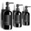 Ensemble de 3 distributeurs de shampooing et de revitalisant élégants à fixer au mur - Bouteilles de savon de douche modernes sans perceuse de 21 oz avec étiquettes - Distributeurs faciles à remplir pour laver le corps pour une mise à jour instantanée du décor de la salle de bain