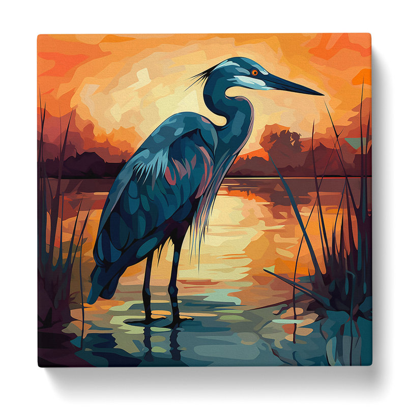 Heron Color Field Painting No.2 - No Frame Print, 35cm H x 35cm W x 3cm D