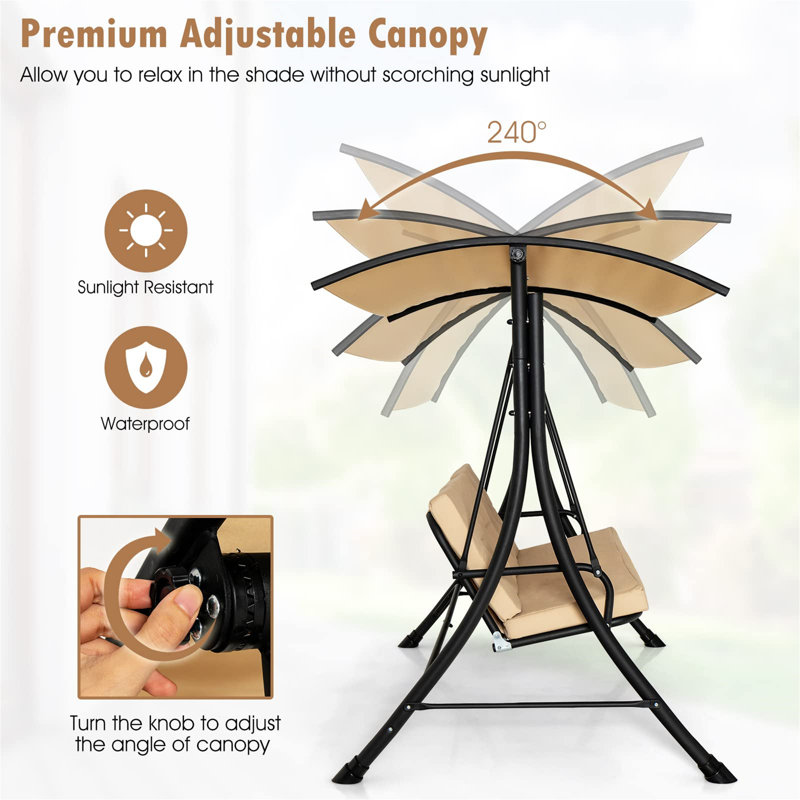 3 Person Porch Swing with Canopy