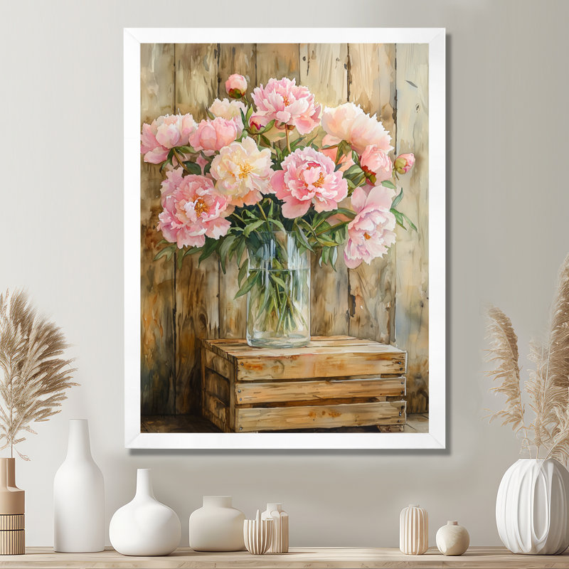 Shonna - Floral Wall Art, 32" H x 16" W, Picture Framed, White