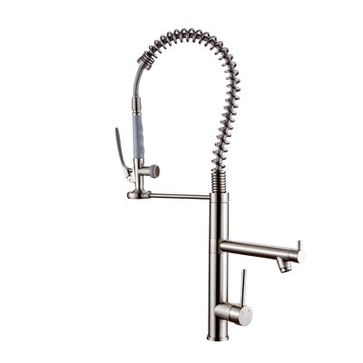 Kitchen Faucet With Pull Down Sprayer Stainless Steel Single Handle  Kitchen Sink Faucets