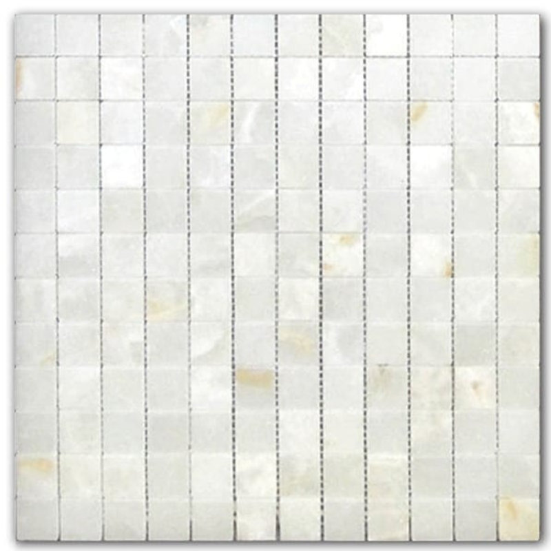1" x 1" Natural Stone Mosaic Tile, White