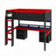 Lit mezzanine avec lumières DEL multicolores, panneau perforé et bureau de jeu intégré-1423945409