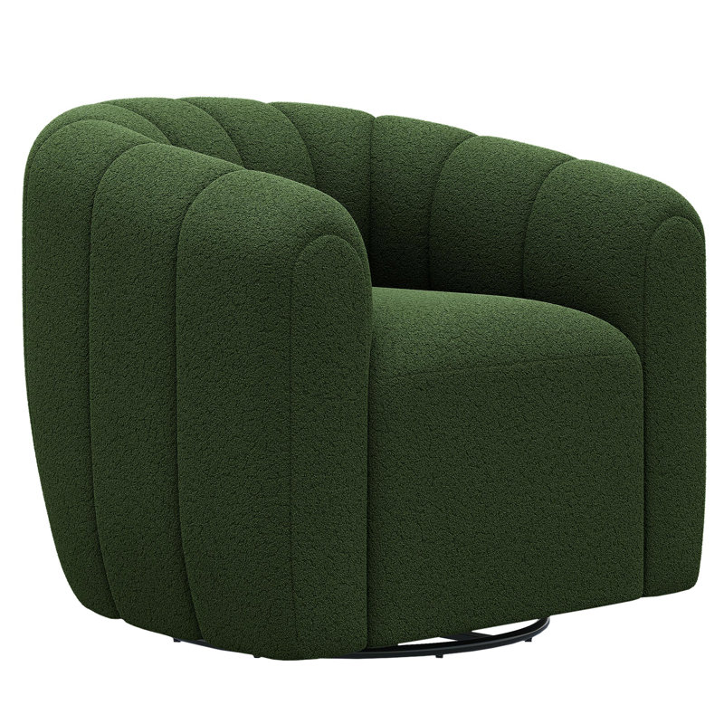 Lerin Upholstered Swivel Barrel Chair, Green