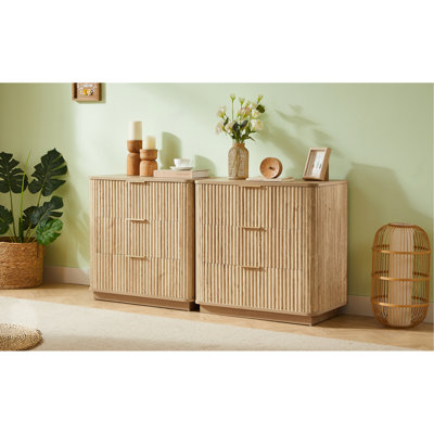 Ensemble de 3 tiroirs 3 pièces, commode moderne à vagues courbées, table de chevet, tiroir en bois pour la chambre à coucher, le salon et le couloir.