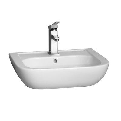 White Vitreous China U-Shaped Wall Mount Bathroom Sink with Overflow -  Barclay, 4-2004WH