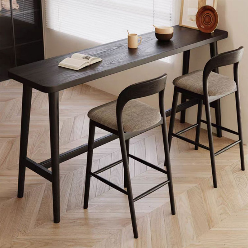 2-Person Black Straight Solid Wood Bar Table Sets