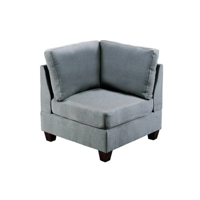 Grey Linen Fabric Sectional 6Pc For Living Room, 2X Corner Sofas, Armless Chairs And Ottomans, Modern Couch With Wood Legs Frame Decoration Like , Room