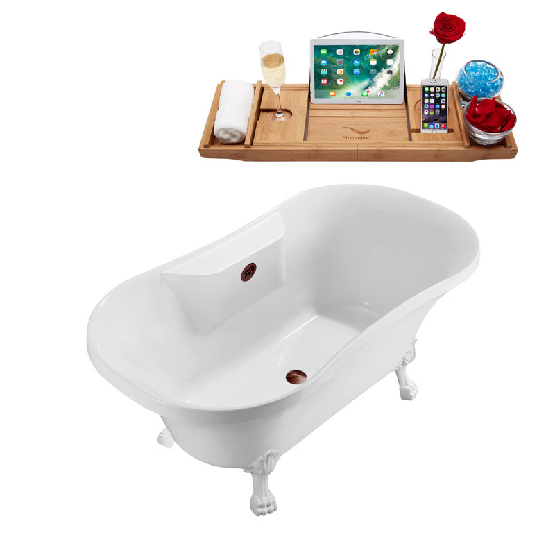 60'' x 32'' Soaking Acrylic Bathtub, Matte Oil Rubbed Bronze, Glossy White
