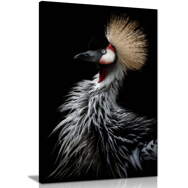 Crowned Crane's Portrait - Wrapped Canvas Print, 31cm H x 20cm W x 3cm D