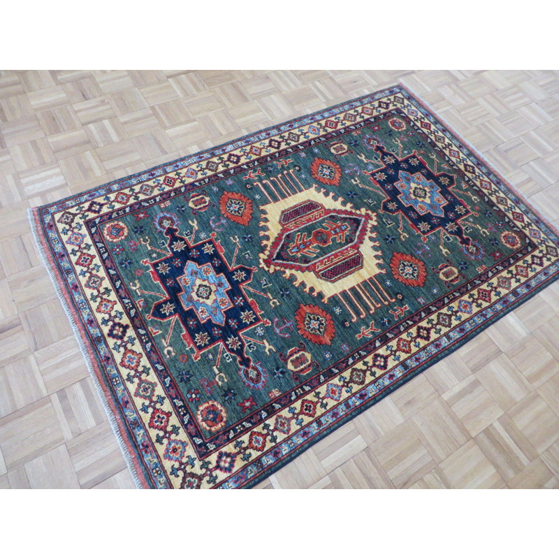 Tapis de zone en laine 4 pi x 6 po à la main one-of-kind noué la Bechtold