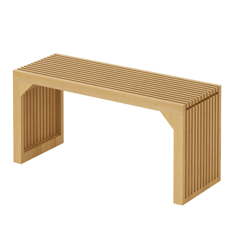 Natural Solid Pine Slatted Indoor Dining Bench, 35 in.