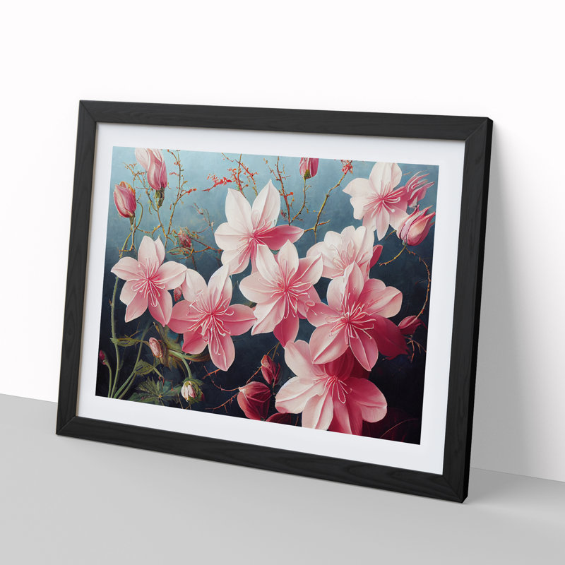 Desirable Flowers - Single Picture Frame Print, Black, 46cm H x 64cm W x 2cm D