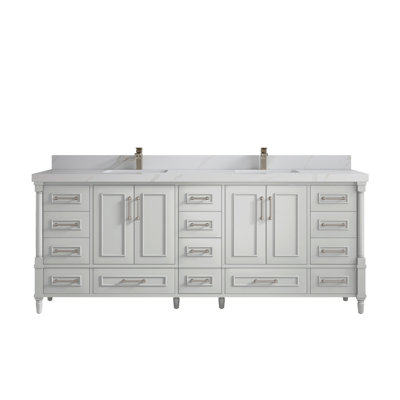 Meuble-lavabo double 84 po avec comptoir en quartz Aberdeen