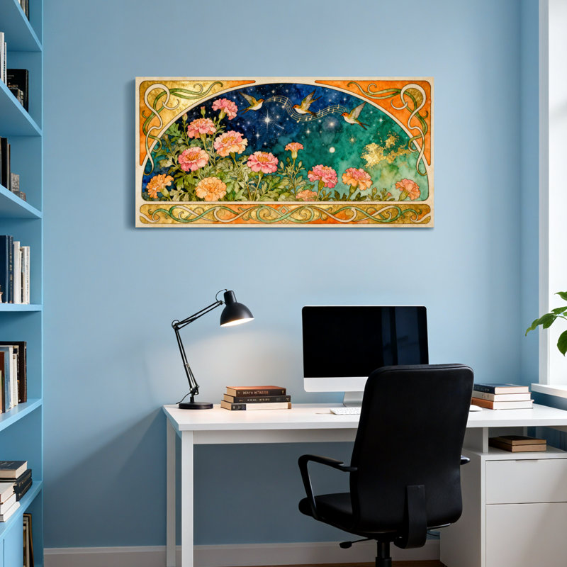Motif floral étoiles de la mode, H 24 po x l 48 po