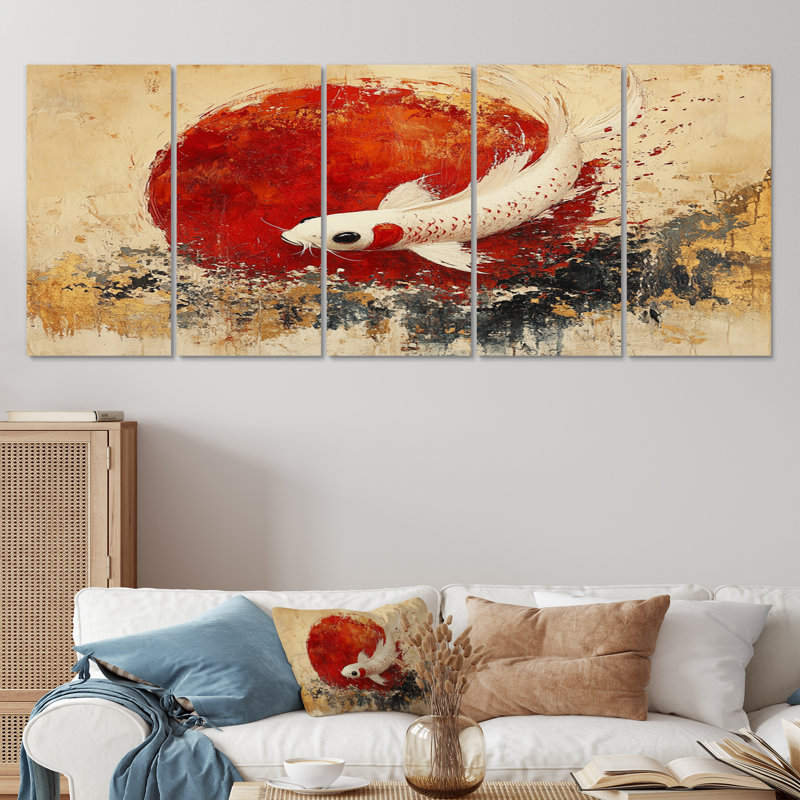 Zodiaque chinois blanc et rouge, H 28 po x l 60 po