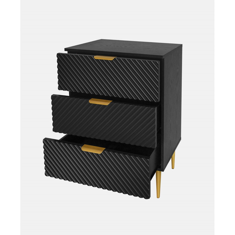 Commode 3 tiroirs Kirstina, Noir
