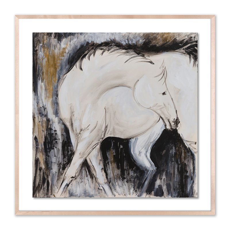 White Horse III Print by Donna Bernstein, 40" H x 40" W x 2.5" D, Natural