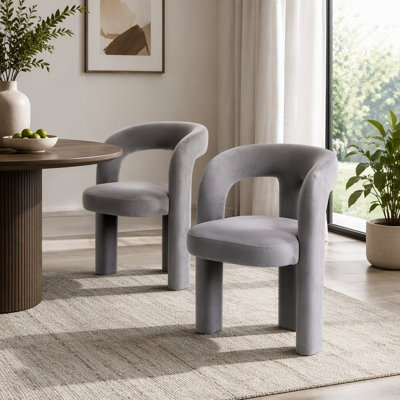 Ensemble de 2 fauteuils d'appoint / de salle à manger / de barils en tissu de velours de conception contemporaine