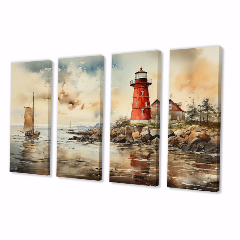 Ensemble de 4 phares rétro sur 2 lumières sur toile