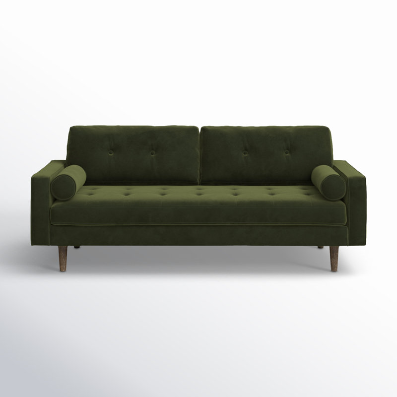 Harker 84'' Upholstered Sofa, Olive Green Velvet