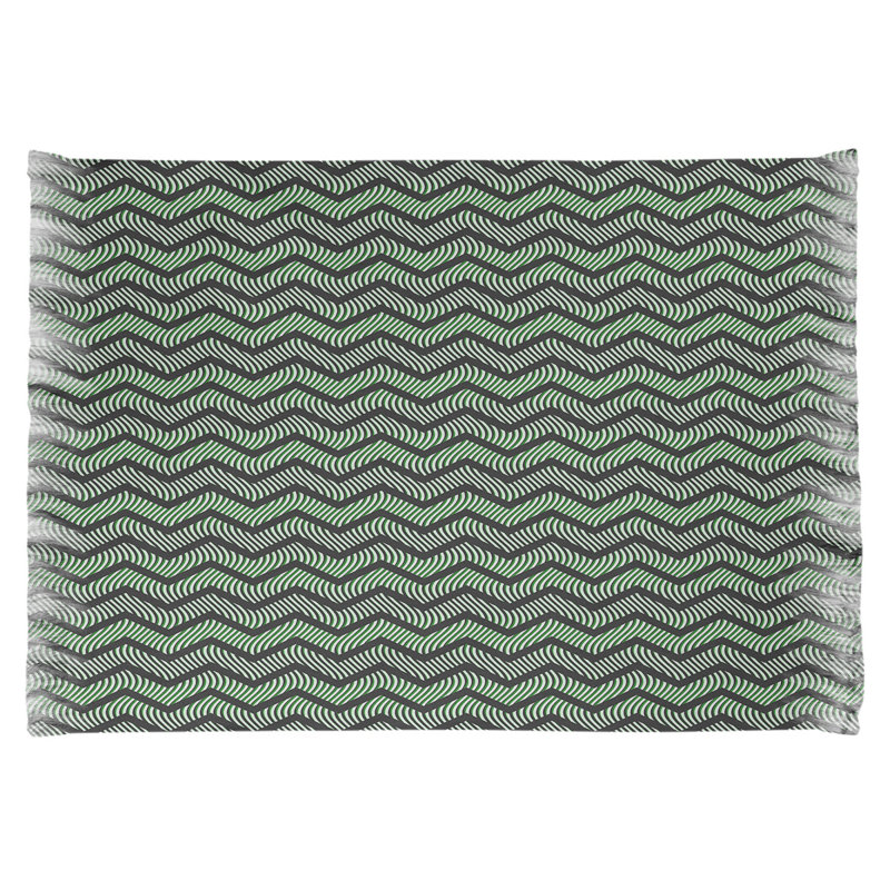 Tapis vert à motif de chevrons ondulés, Non