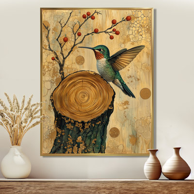«Giann Abstract Hummingbird Wooden Grace II - Hummingbird», reproduction d'art sur toile