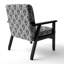 Fauteuil d'appoint rembourré à motif damassé noir et blanc