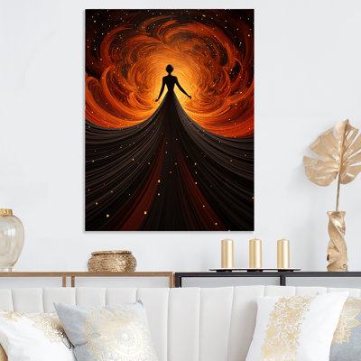 Red And Black Dancing Woman Dress - Dance Metal Wall Art