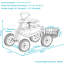  Chariot de jardin roulant en acier avec siège pivotant et poignée de direction, plateau à outils et panier - Bleu-98404339-98423152
