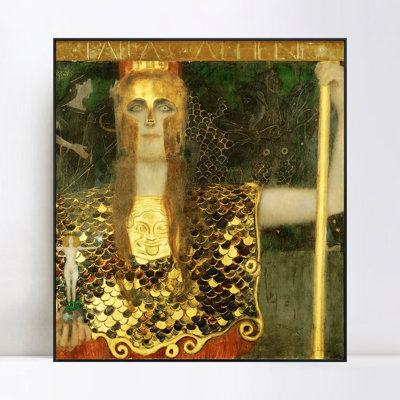 Framed Canvas Giclee Print Series#56 by Gustav Klimt Wall Art for Living Room Home Office Decorations(Wood Colour Slim Frame,16"x16")