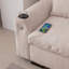 Chenille beige en forme de L de 114,5 po avec bibliothèque, rangement réversible, ports, porte-gobelet, coussins lavables amovibles, salon moderne, coussins,-1182200491-1182200489