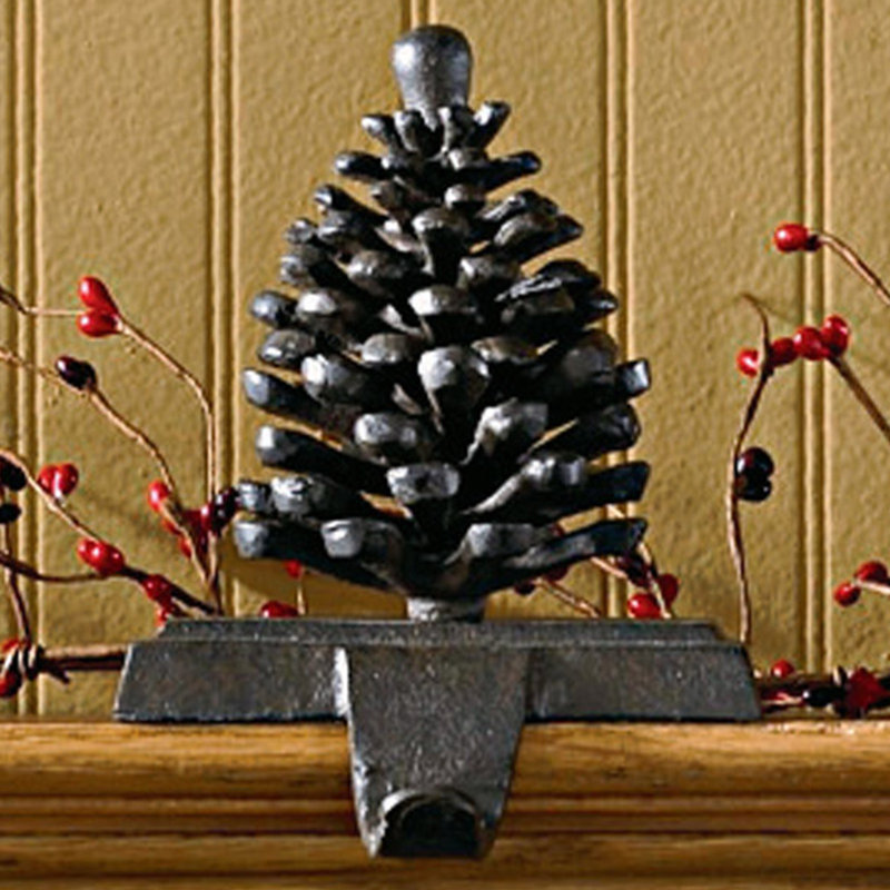 2 Rustic Pinecone Inspired Stocking Hooks