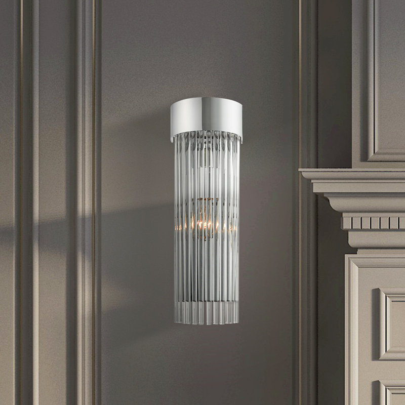 Bamey Steel Flush Mounted Sconce, Polished Chrome