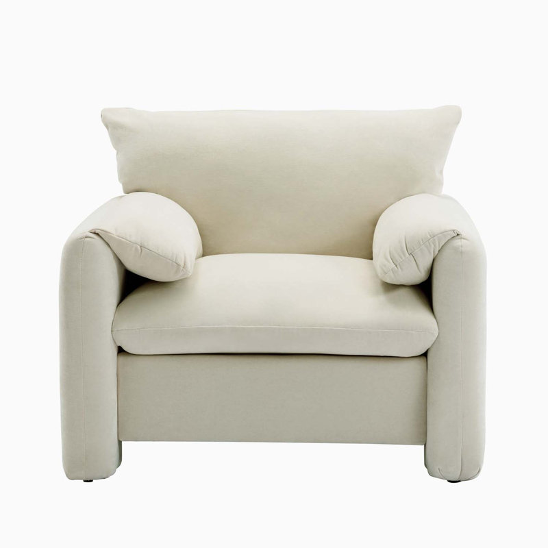 Fauteuil club Melhado, Chenille crème