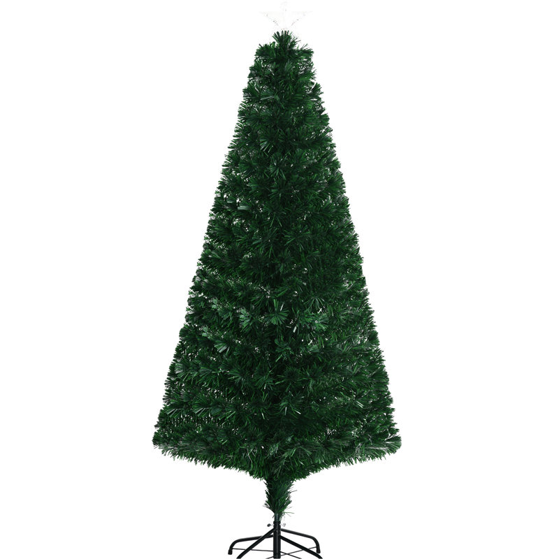 Arbre artificiel de 6 pieds avec une structure en branches et des pointes abondantes multicolores de fibre optique riche