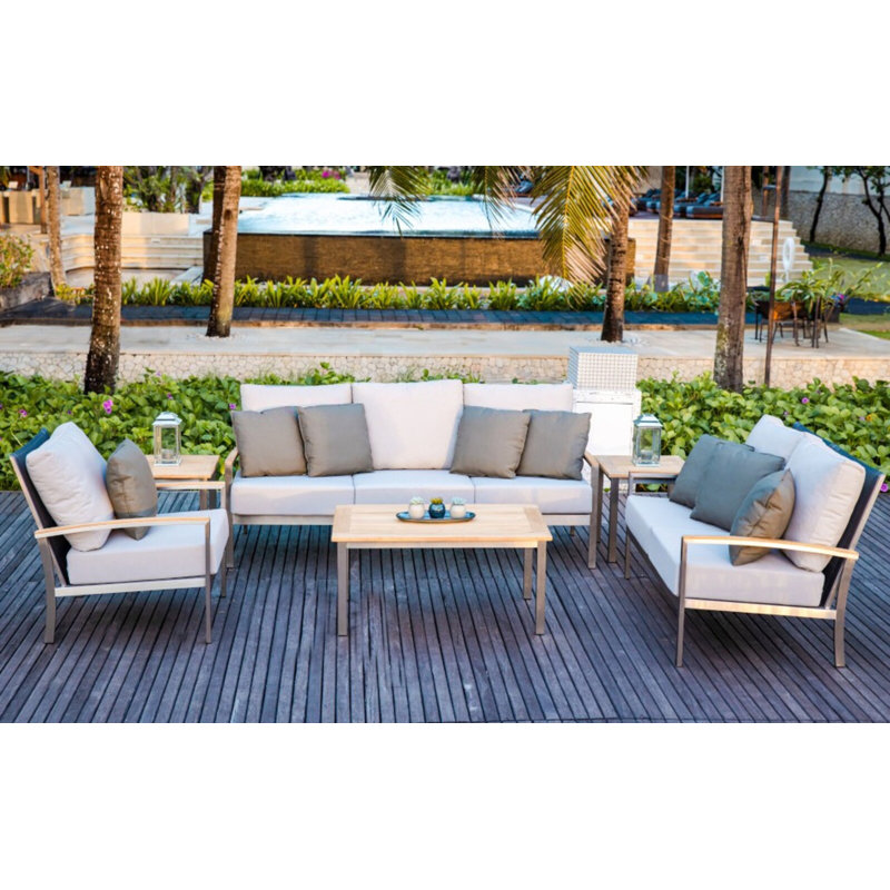 Avanti Teak Stainless Steel Outdoor Square Tall Side Table
