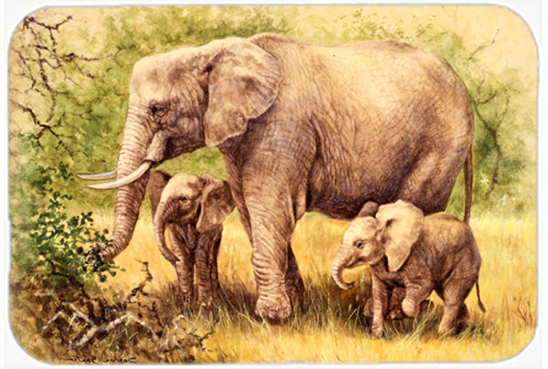Caroline's Treasures Elephants Glass Cutting Board