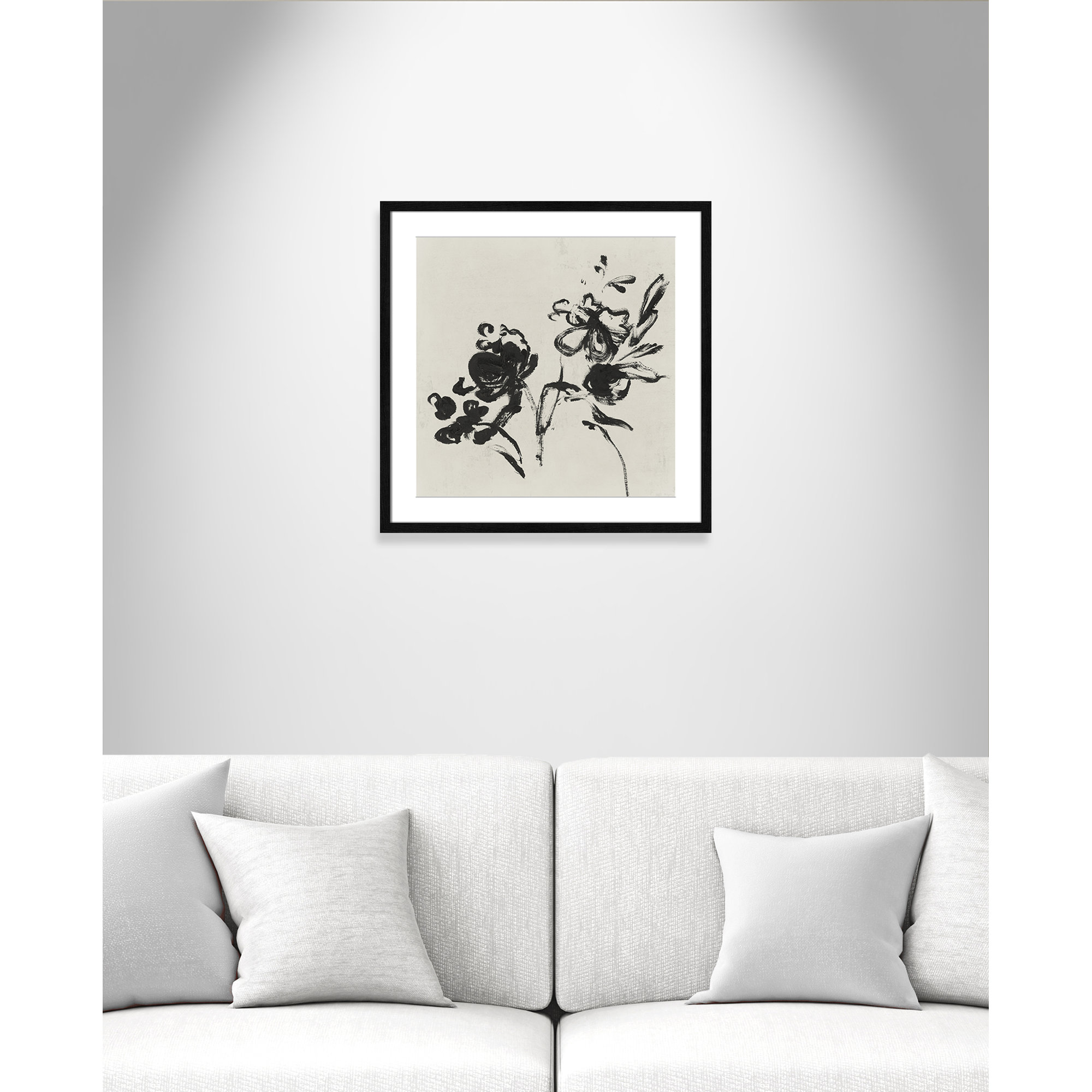 Black Florals I by Isabelle Z - Picture Frame Painting, 24.5" H x 24.5" W , Black Wood Grain