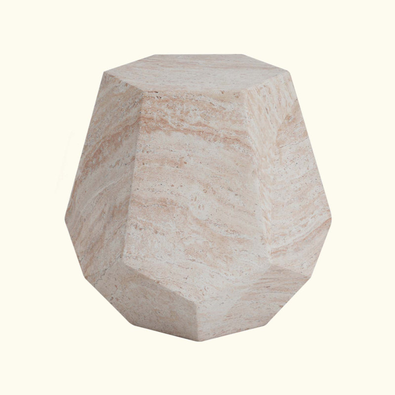 Table d'appoint extérieure / intérieure en béton léger, table d'appoint ronde hexagonale