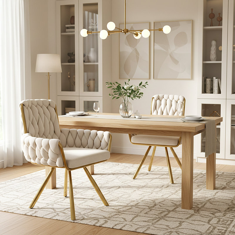 Chaises de salle à manger pivotantes en velours Vmolara, 4, Beige