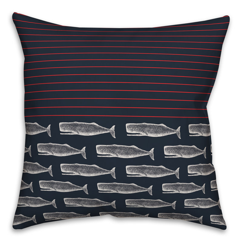  Coussin Whale and Stripes, Polyester / Bourre en polyester, 18 po x 18 po